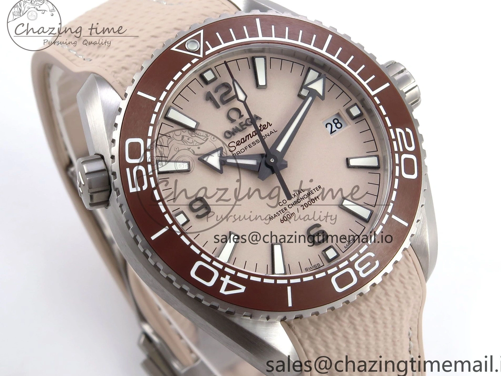 0204 Planet Ocean 43.5mm SS VSF 1:1 Best Edition Brown Bezel Sand Dial on Sand Rubber Strap A8900 Super Clone Neat 7710